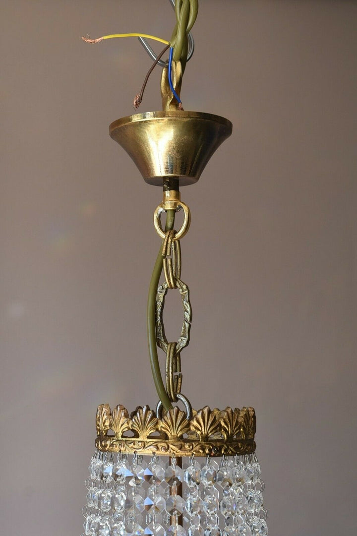 Rare Vintage Lighting French Empire Crystal Chandelier Antique Old Lamp Pendant