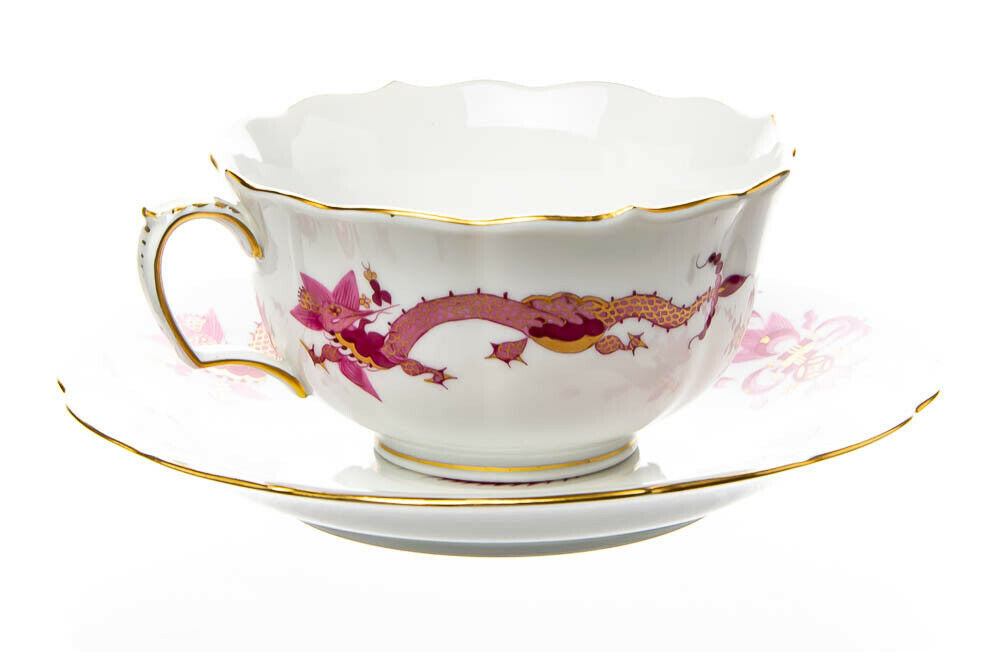 Teegedeck purpurner Drachendekor Meissen Neuer Ausschnitt 1. Wahl nach 1924