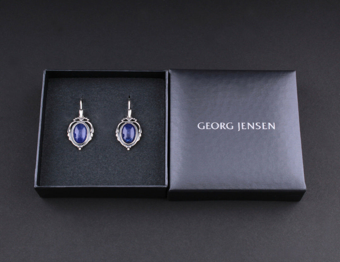 GEORG JENSEN Sterling Silver Earrings of The Year 2017 w. Sodalite / Rockcrystal
