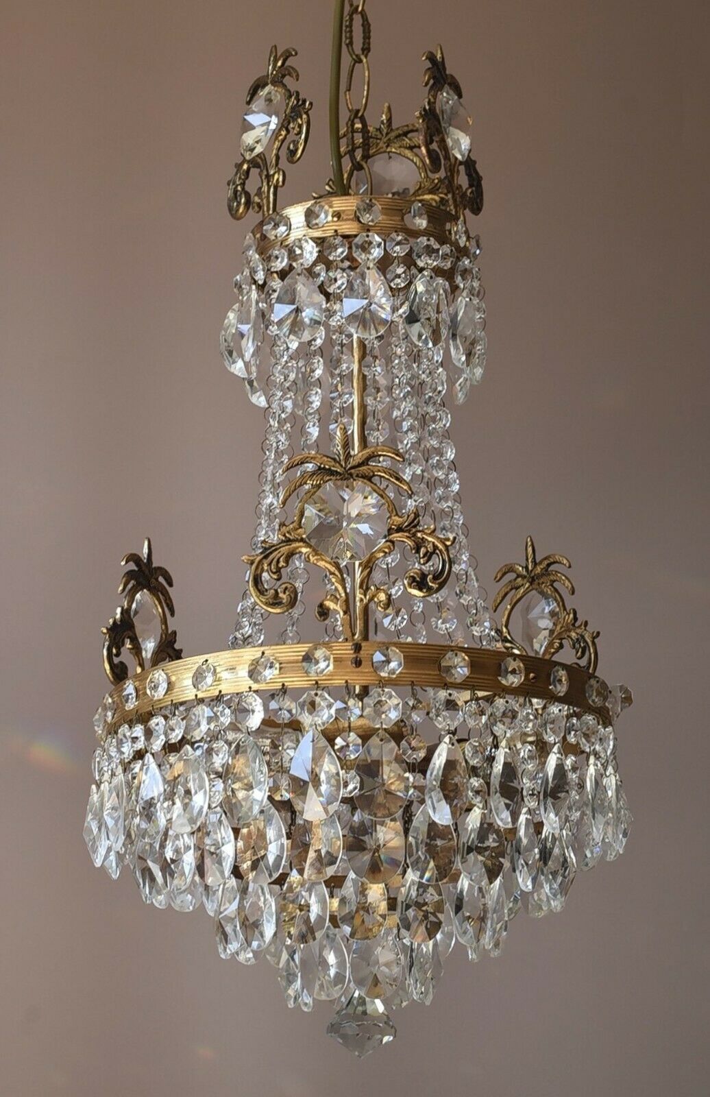 Ornate Antique/ Vintage Crystal Chandelier, Hallway Lighting Light Pendant Lamp