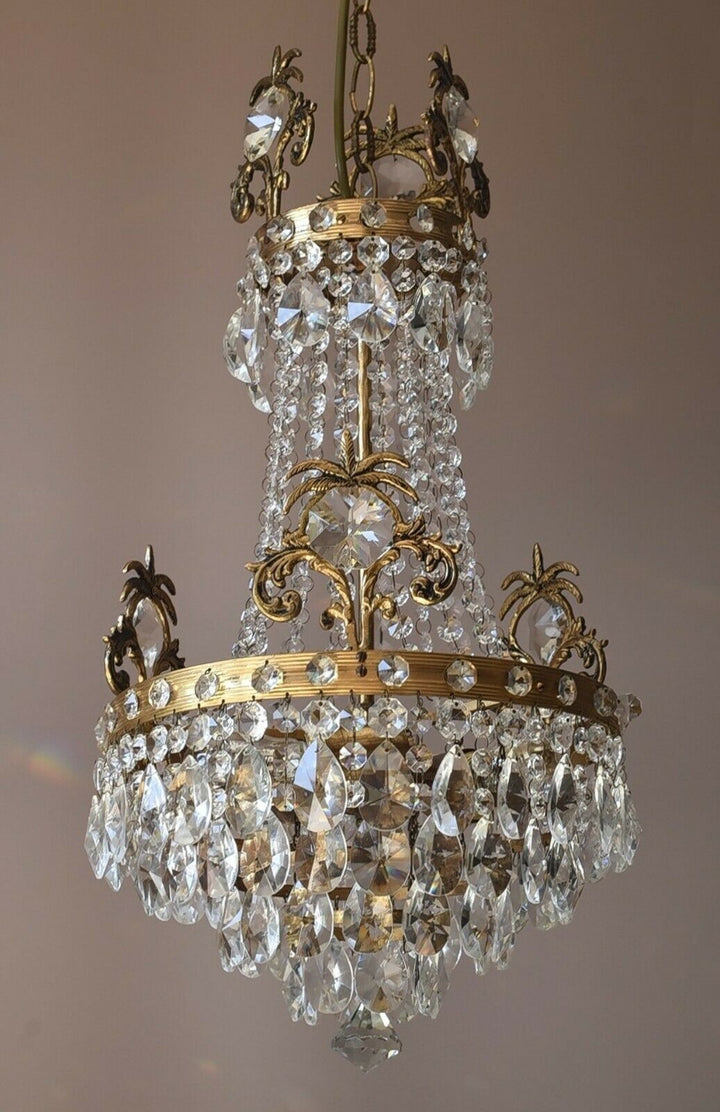 Ornate Antique/ Vintage Crystal Chandelier, Hallway Lighting Light Pendant Lamp