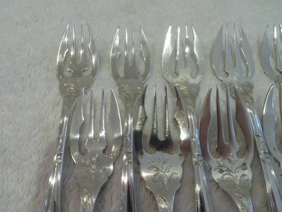 1900 french silver (minerve 950) 10 fish forks E Puiforcat french rococo st