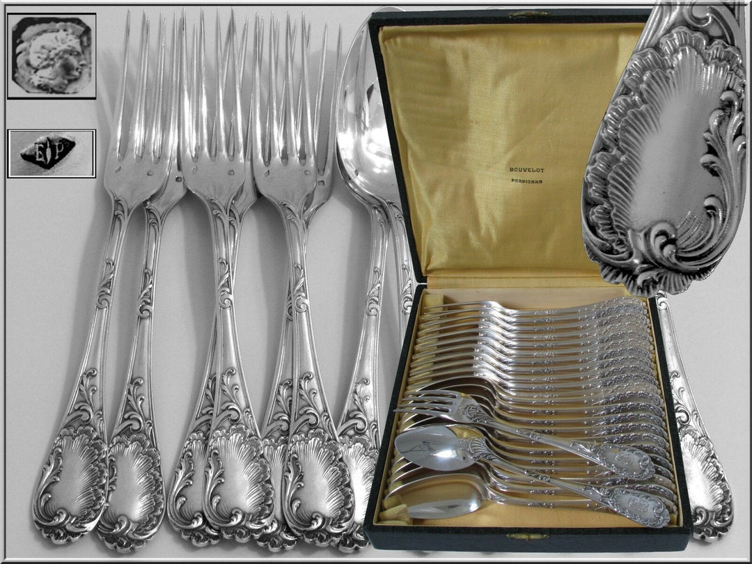 Puiforcat Fabulous French Sterling Silver Flatware Set 60 pc Rococo w/boxes