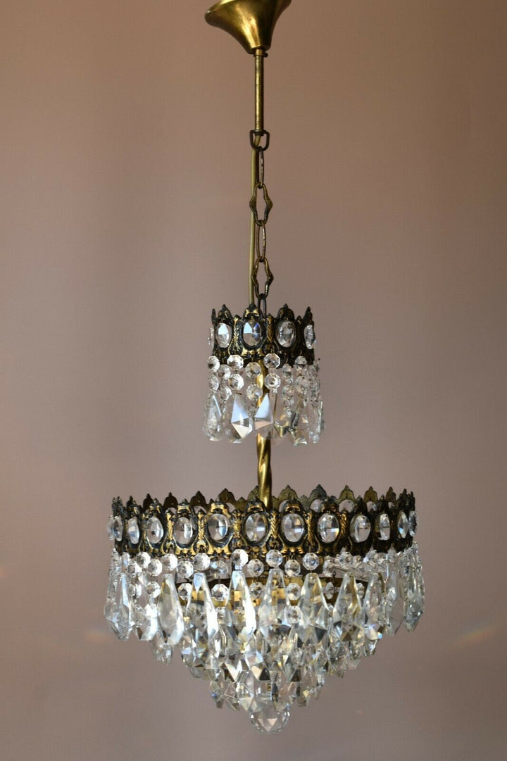 French Empire Antique / Vintage Crystal Chandelier, Home İnterior Lamp Pendant