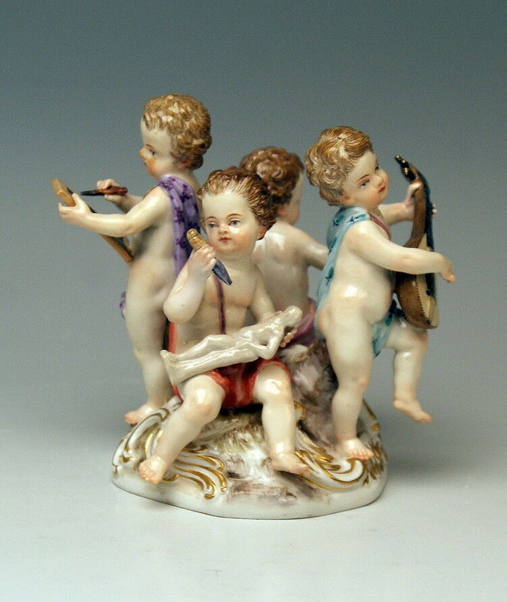 MEISSEN FIGUR AMORETTEN ALLEGORIE DER KÜNSTE CHERUB KAENDLER MNR: 1584 UM 1870