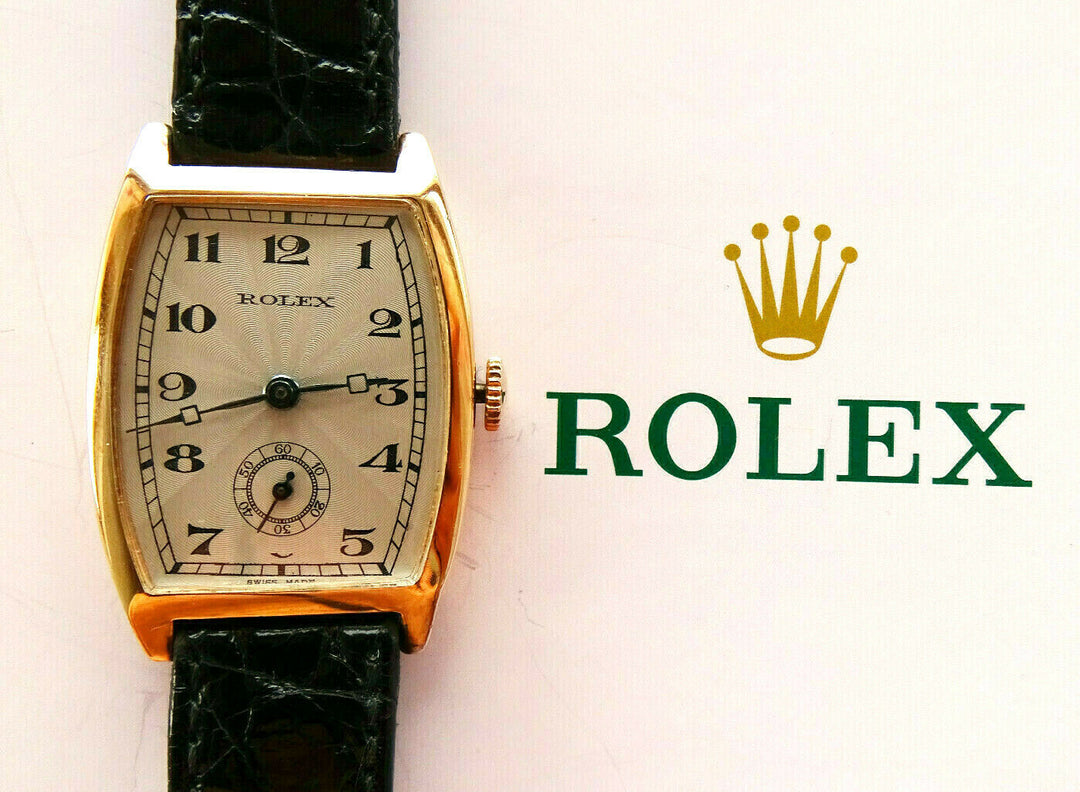 Rolex ♛ Art Deco 578 Rose Gold 9C 375 Tonneau Antique Luxury Men's Watch 1930