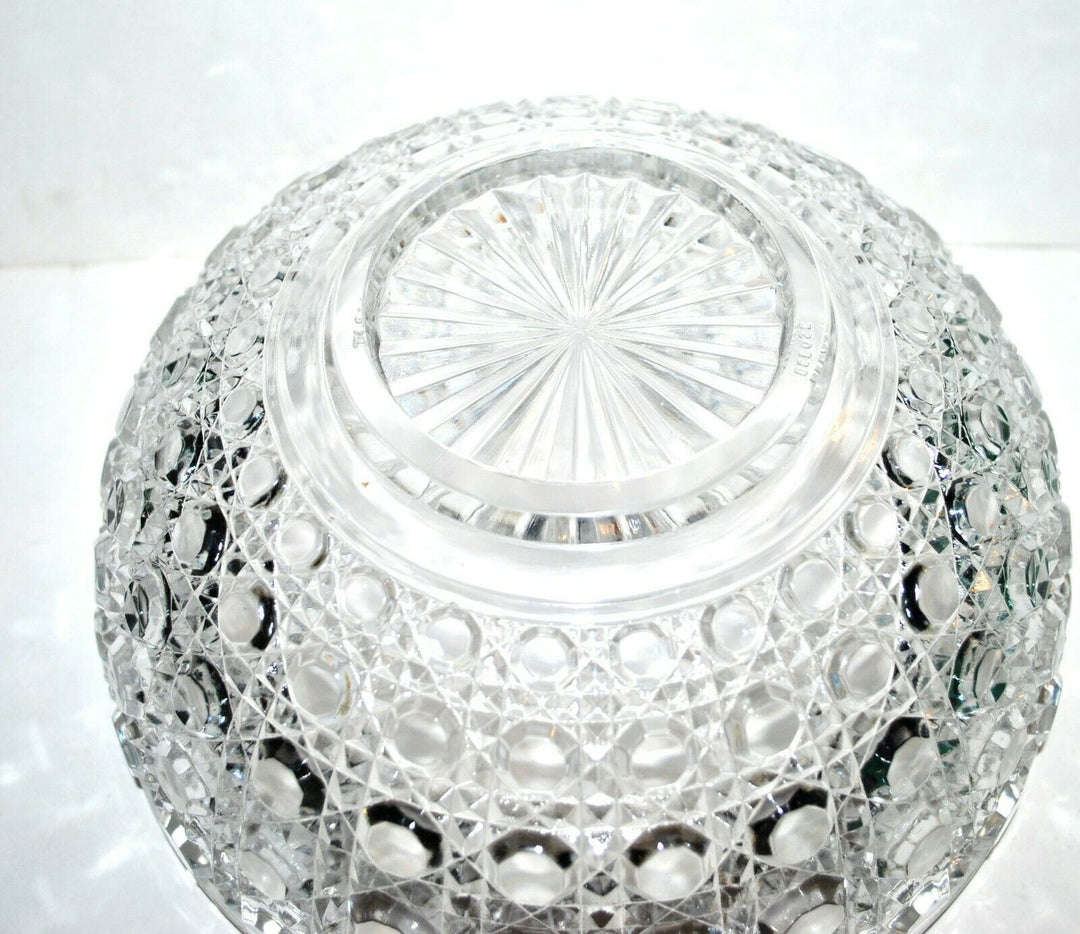 BACCARAT Grande coupe Saladier Diamants Pierreries en cristal moulé signé 23x11