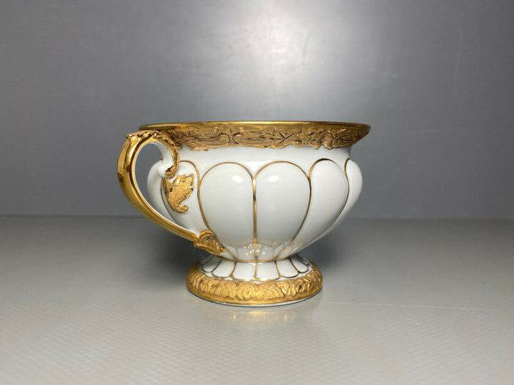 MEISSEN PRUNK KAFFEE GEDECK 3-TLG TASSE UT TELLER X-FORM VIEL GOLD GOLDBRONZE