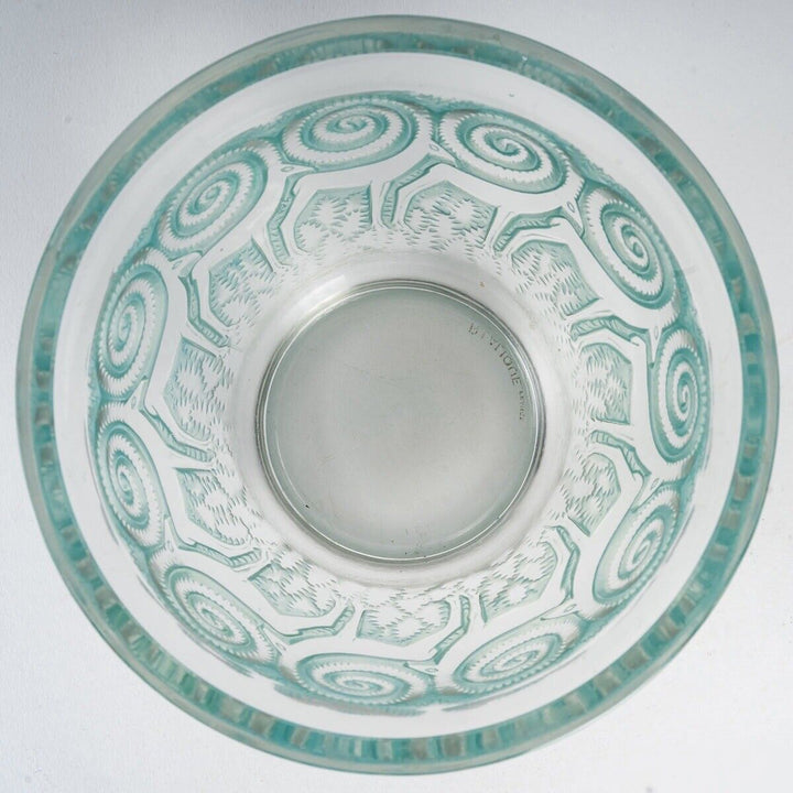 ルネラリック　花瓶　トナカイ　ガラス製　ターコイズグリーン