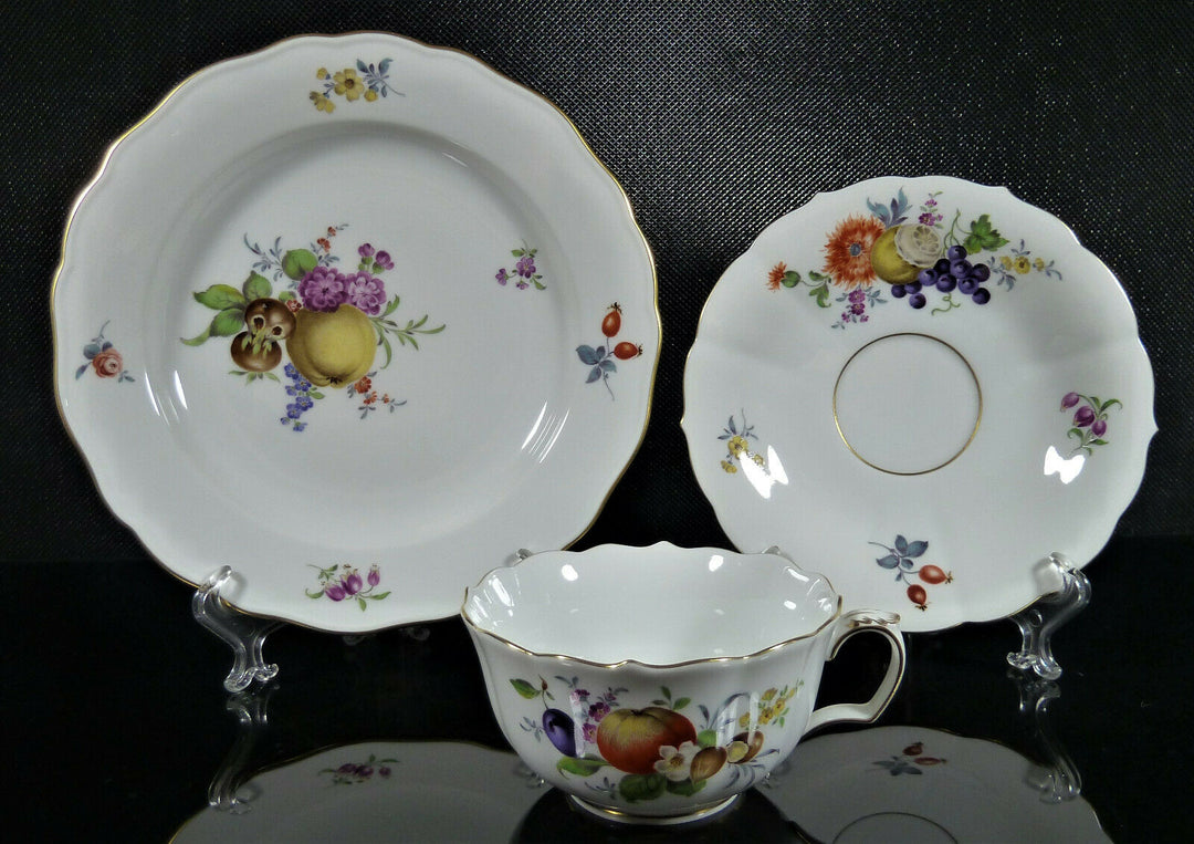 Meissen 3 tlg. Teegedeck Tasse Obst und Früchtemalerei - 1.Wahl