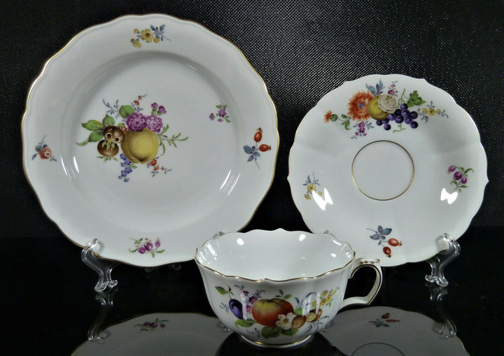 Meissen 3 tlg. Teegedeck Tasse Obst und Früchtemalerei - 1.Wahl