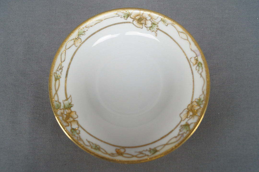 Nippon Morimura HP Orange Poppy Flowers & Gold Moriage Chocolate Cup & Saucer C