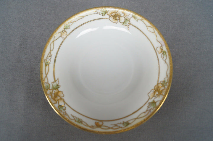 Nippon Morimura HP Orange Poppy Flowers & Gold Moriage Chocolate Cup & Saucer C