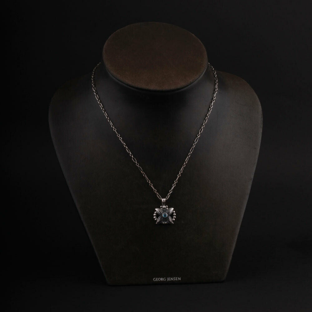 GEORG JENSEN Sterling Pendant Of The Year 1998 / 2018 Silver w. Topaz. RARE!