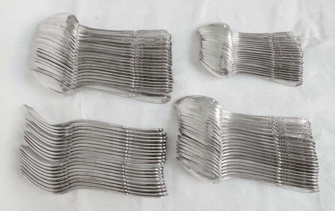 PUIFORCAT : ménagère en ARGENT MASSIF modèle Pompadour, POINCON MINERVE - 80pcs