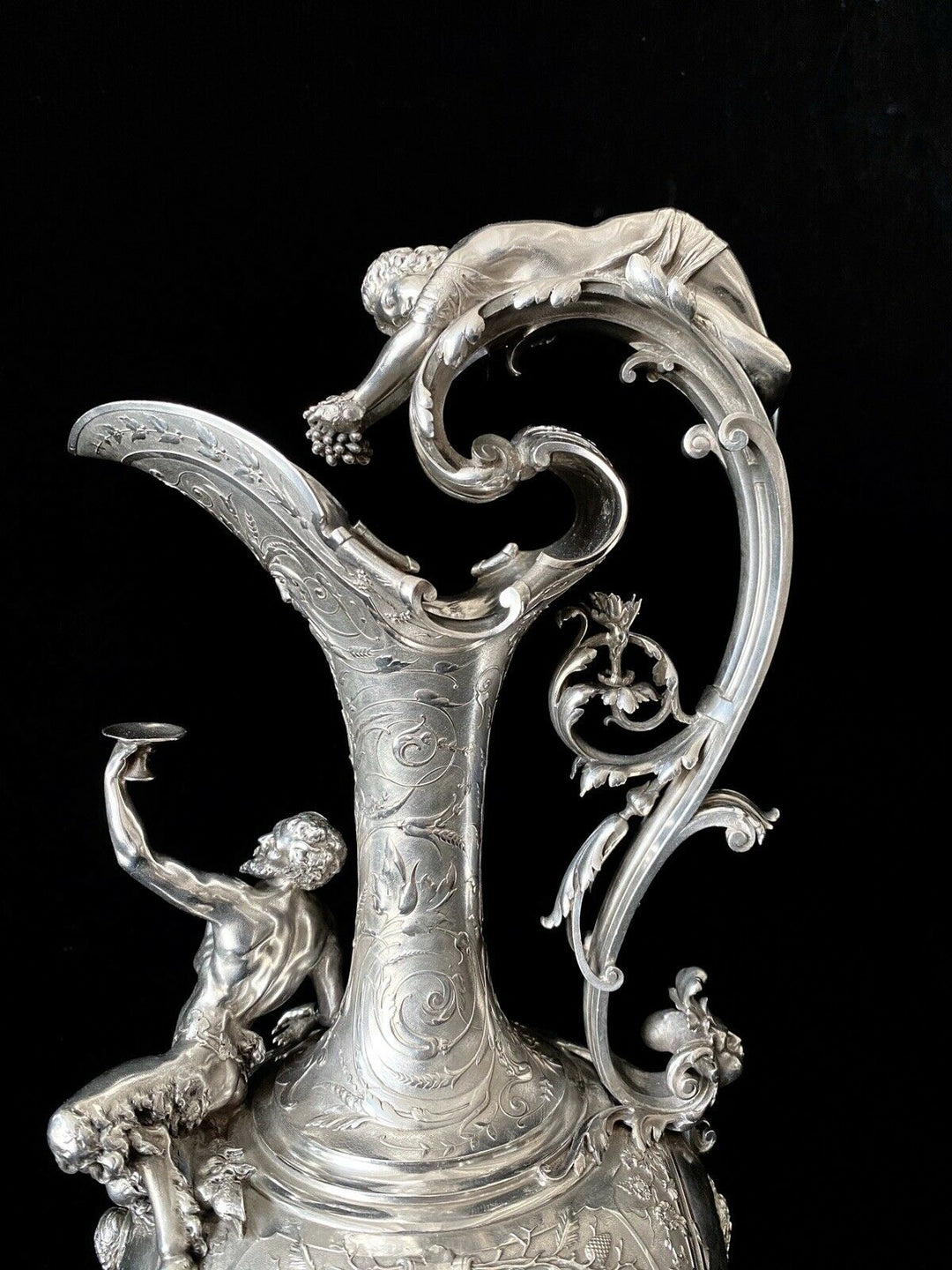 ODIOT UNIQUE FIGURAL EWER PARIS EXHIBITION 1878 TREASURE FRENCH STERLING SILVER