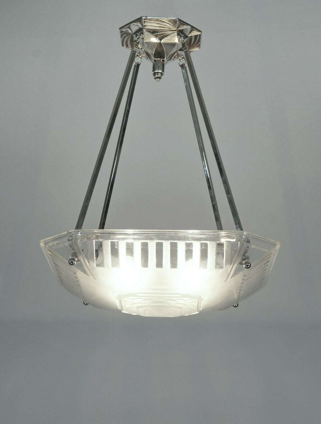 MULLER FRERES & A.BLOCH : FRENCH 1930 ART DECO PENDANT CHANDELIER .. lamp France