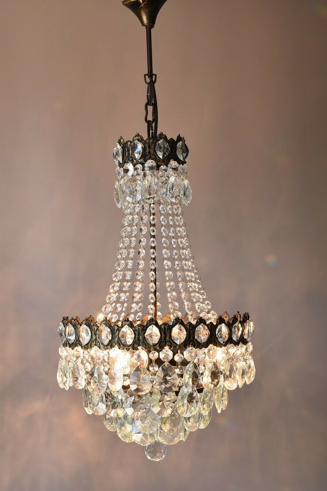 Vintage Antique French Style Empire Crystal Chandelier Lighting Pendant Lamp