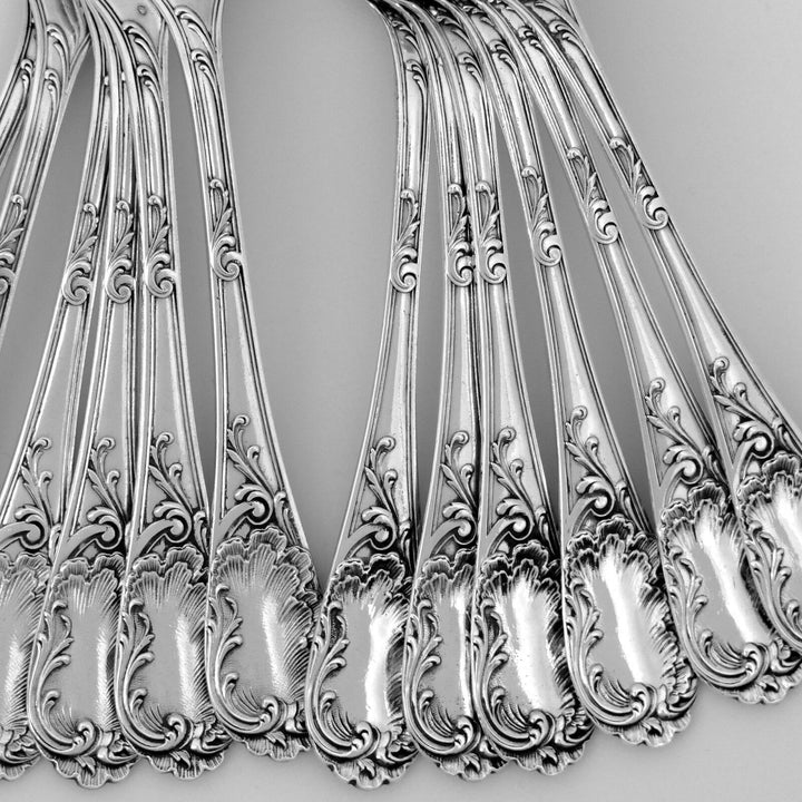 Puiforcat French Sterling Silver Dessert Entremet Flatware Set 12 Pc