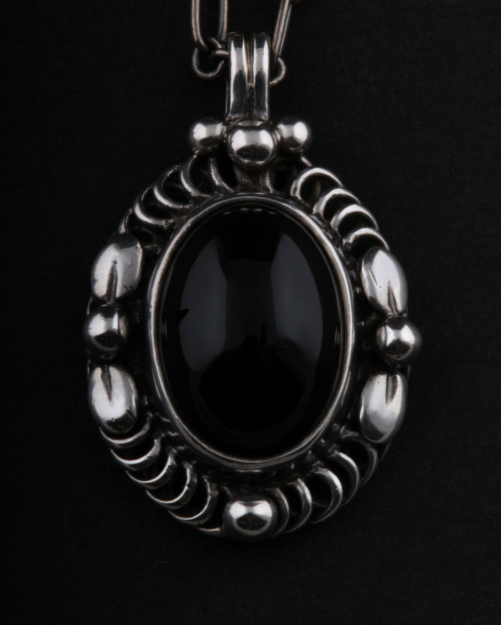 GEORG JENSEN Sterling Silver Pendant Of The Year 1995 / 2015 with Black Agate