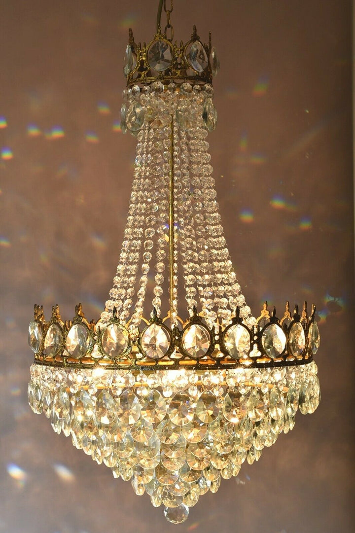 French Empire Crystal Chandelier Antique Vintage Ceiling Lighting Pendant Lamp