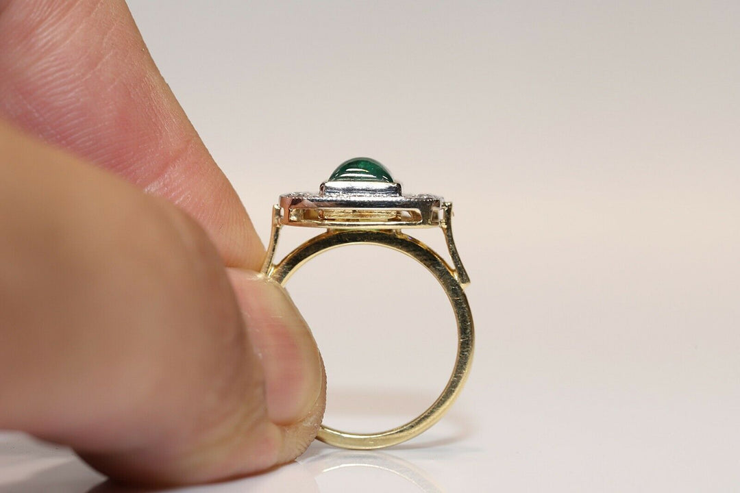 18K ナチュラルダイヤモンドとエメラルドのリング