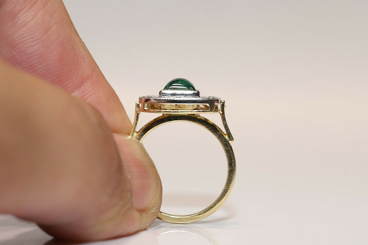 18K ナチュラルダイヤモンドとエメラルドのリング