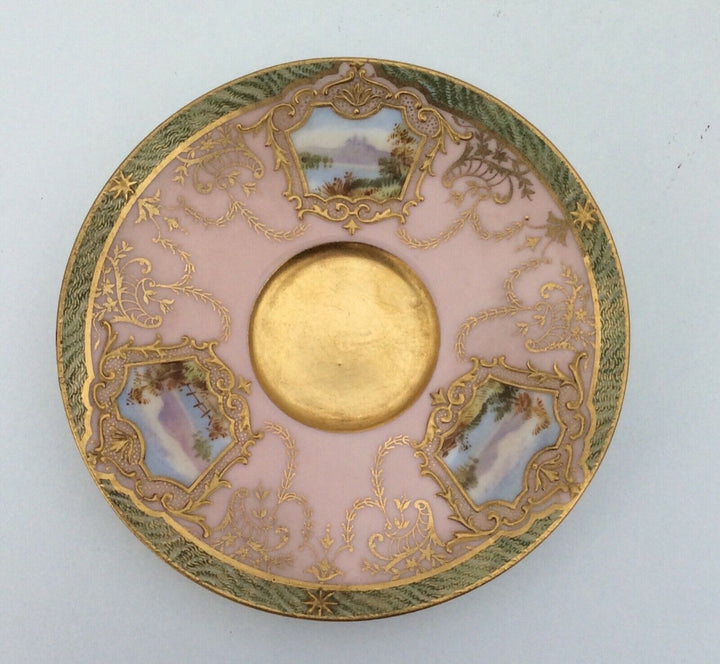 コールポート(Coalport)　カップ＆ソーサー　ピンク・ゴールド　風景