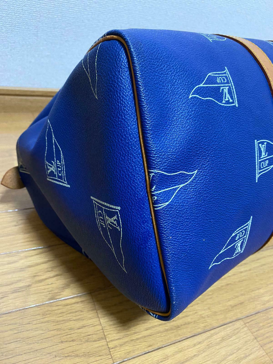 LOUIS VUITTON KEEPALL 45 BAG CUP 1992 BLUE LEATHER VINTAGE Boston LV2