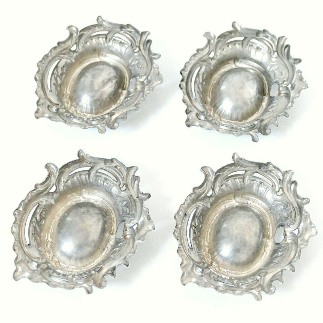 Puiforcat Rare French Sterling Silver 4 Salt Cellars, Spoons, Original Box