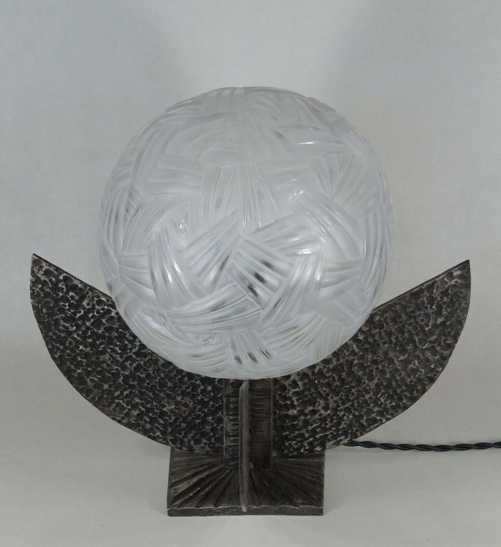 large French 1930 art deco lamp in wrought iron .................... France 1925