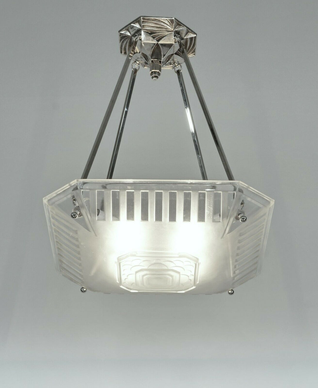 MULLER FRERES & A.BLOCH : FRENCH 1930 ART DECO PENDANT CHANDELIER .. lamp France