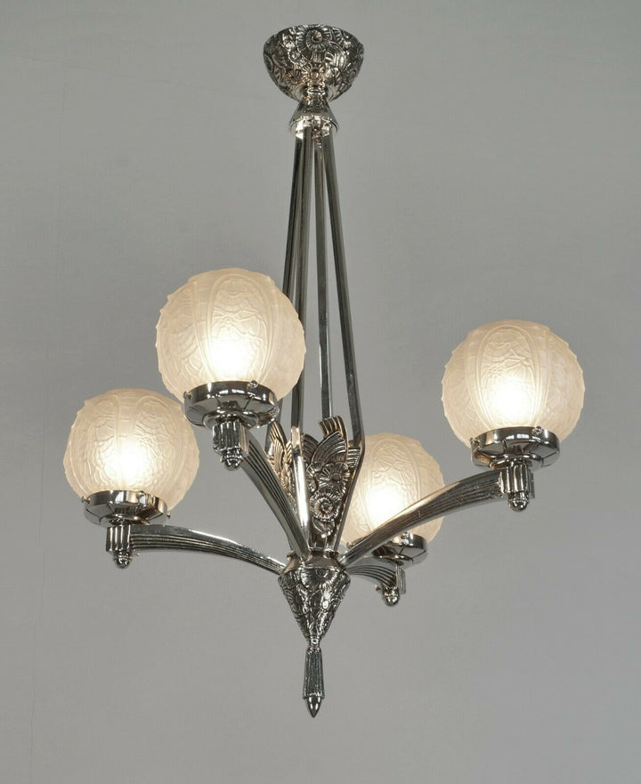 VANDAMME : FRENCH 1930 ART DECO CHANDELIER .......... lamp muller degue daum era