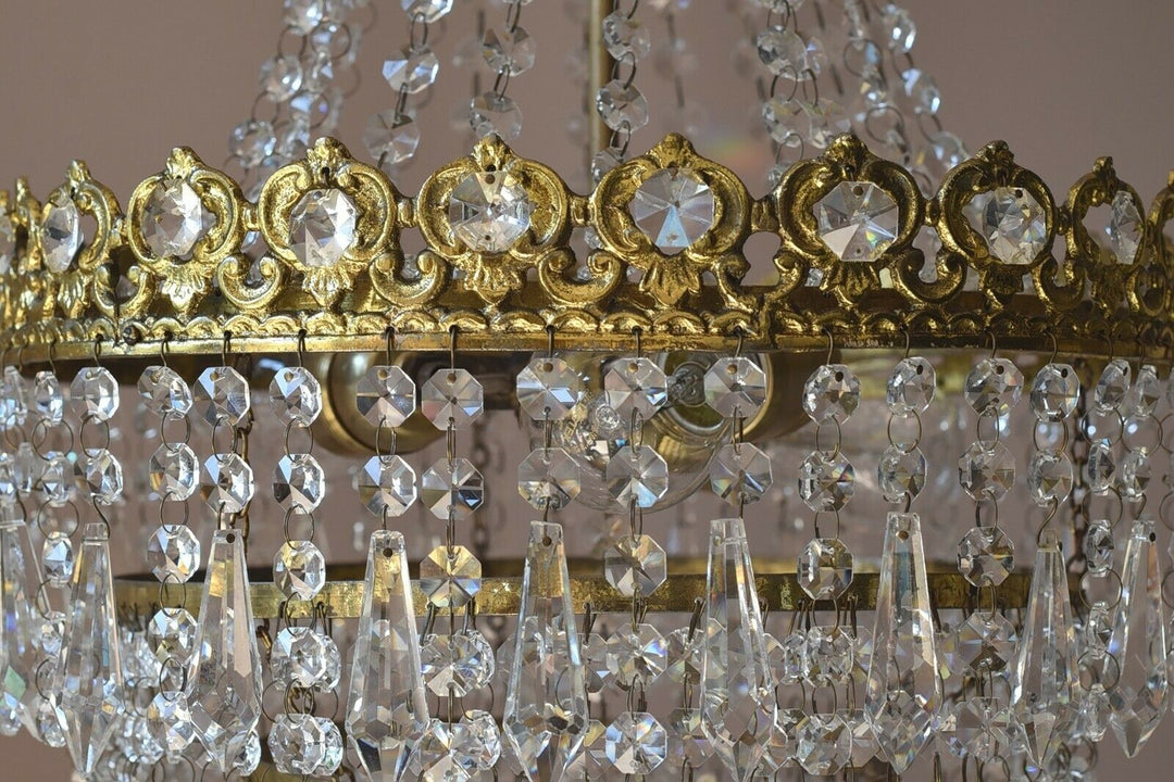 Vintage Crystal Chandelier, Antique French Style Lighting, lamp, Home Lighting