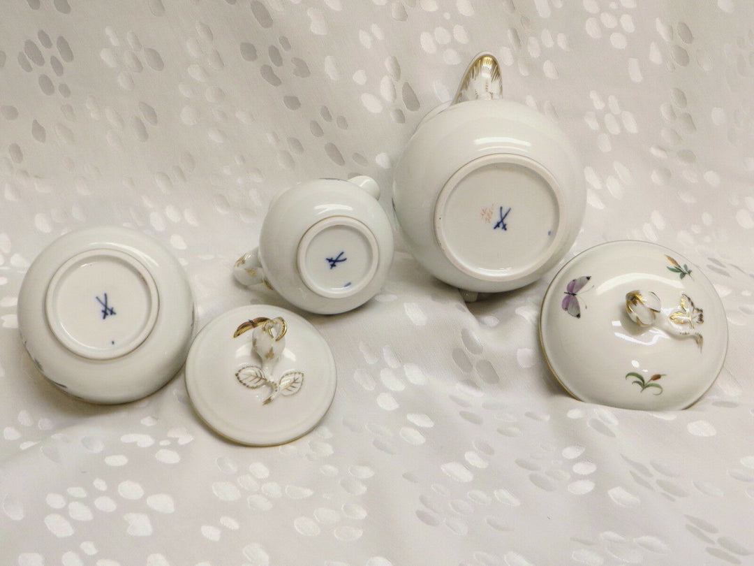TOP-Meissen 1.Wahl Mocca-/Espresso-Service, Vögel, Insekten, & Kuchenteller ©