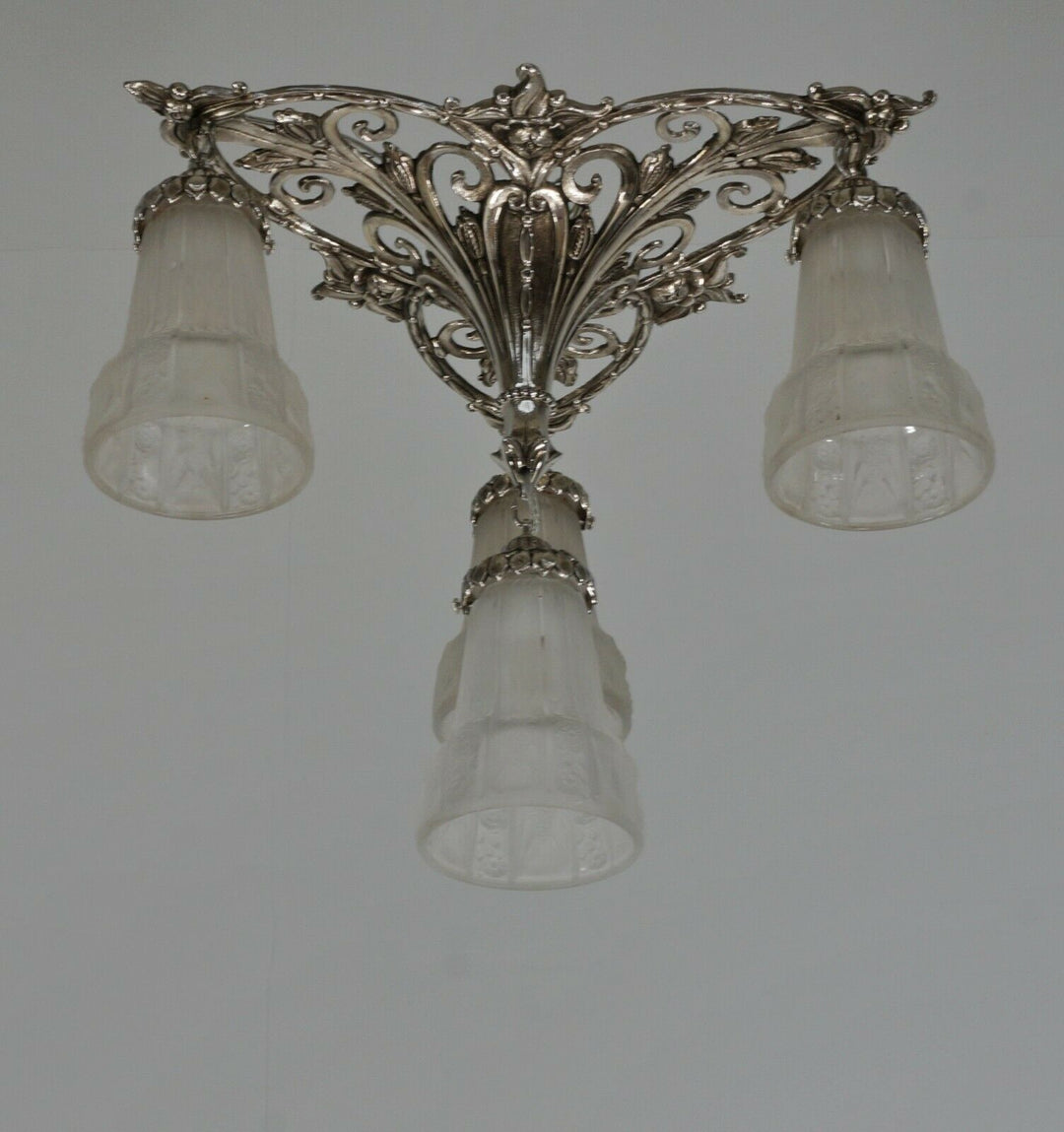 PETITOT & MULLER : FRENCH 1930 ART DECO FLUSH MOUNT .. chandelier lamp pendant