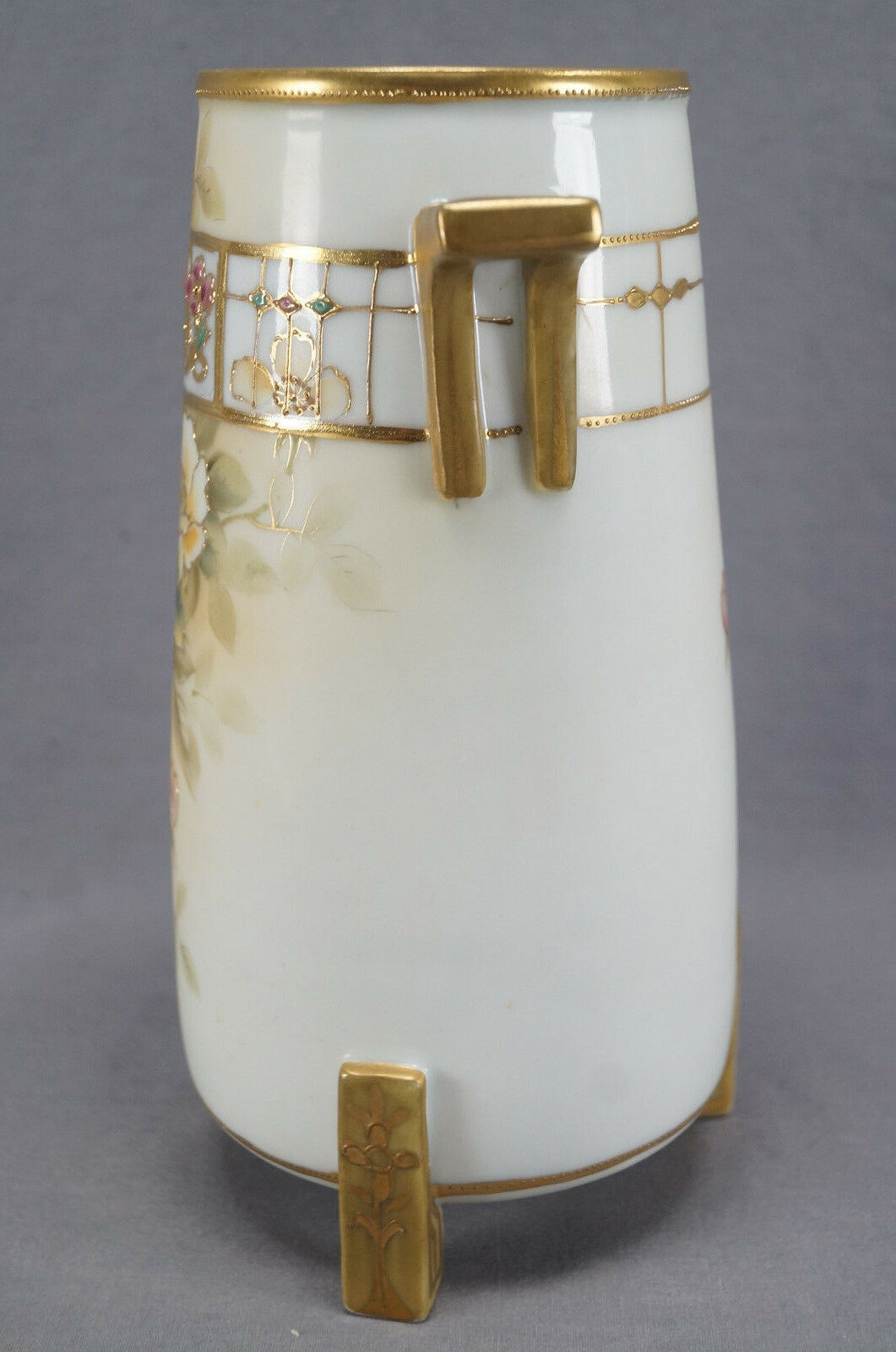 Nippon Morimura Hand Painted Pink & Yellow Wild Roses Vase Circa 1911 - 21
