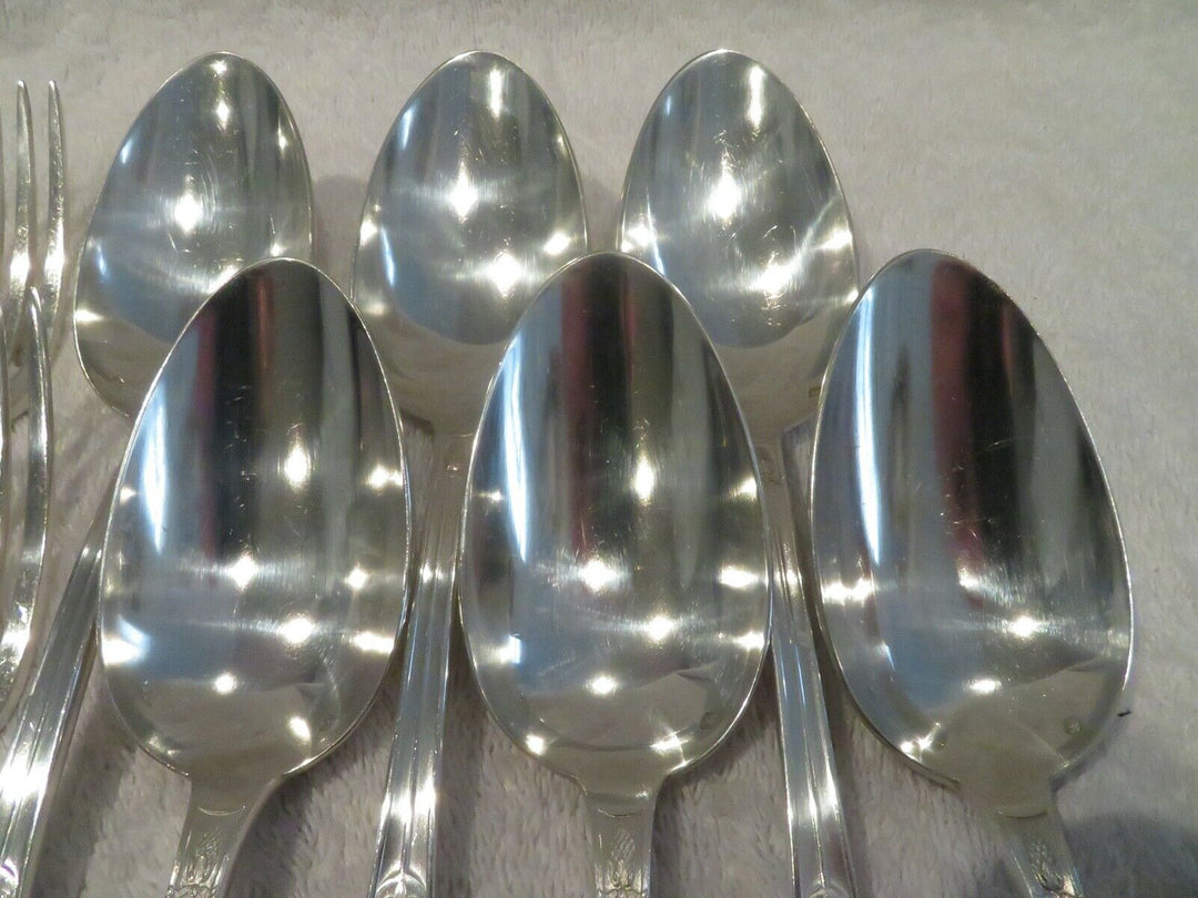1900 French sterling 950 silver 6 dinner forks 6 soup spoons E Puiforcat swan