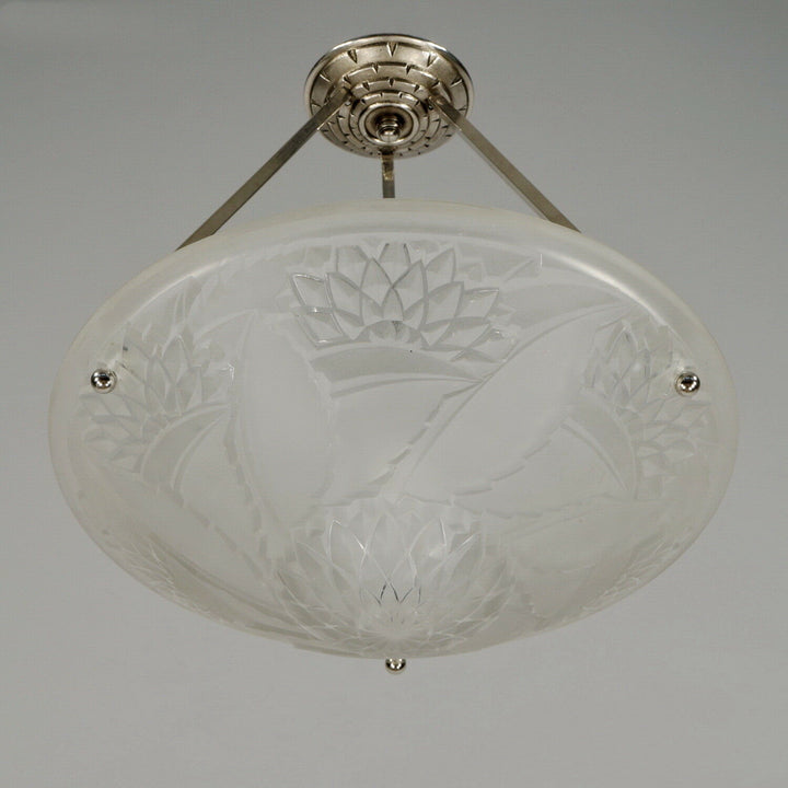 VIARMÉ : FRENCH 1930 ART DECO PENDANT CHANDELIER ....... lustre lamp muller era