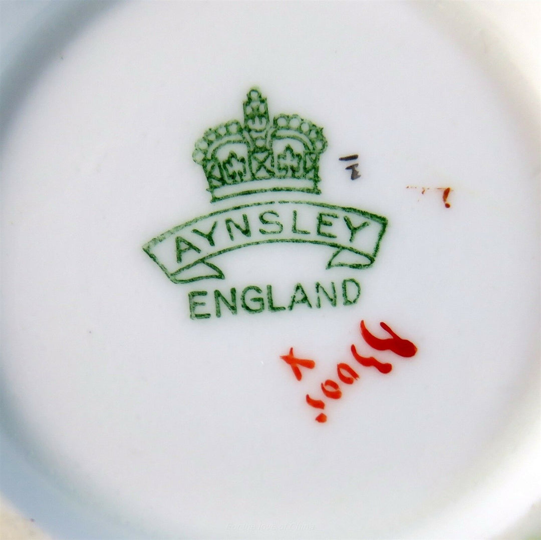 Light Green with Morning Glory Design Flower Handle Aynsley Tea Cup & Saucer