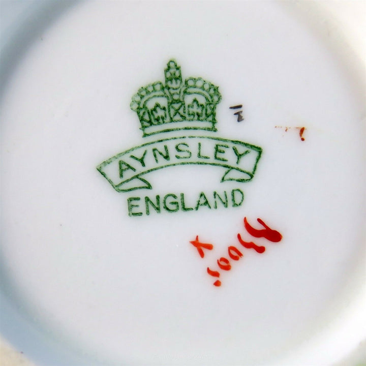 Light Green with Morning Glory Design Flower Handle Aynsley Tea Cup & Saucer