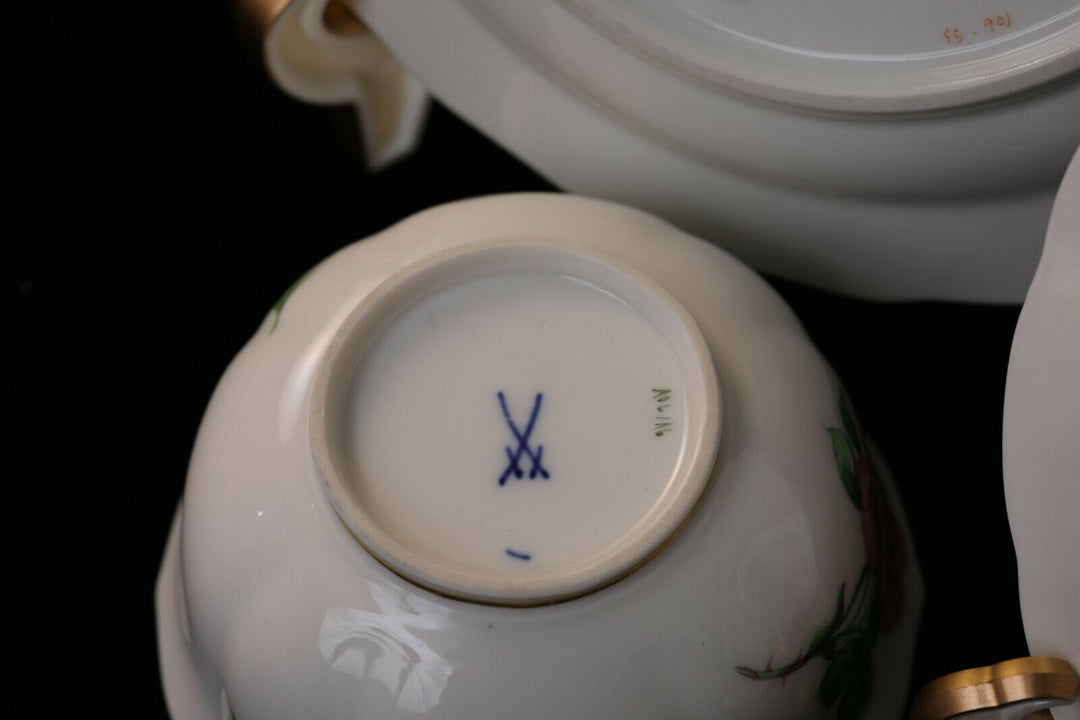 マイセン(Meissen)　カップ・ソーサー・プレート　ピンクローズ　2級品