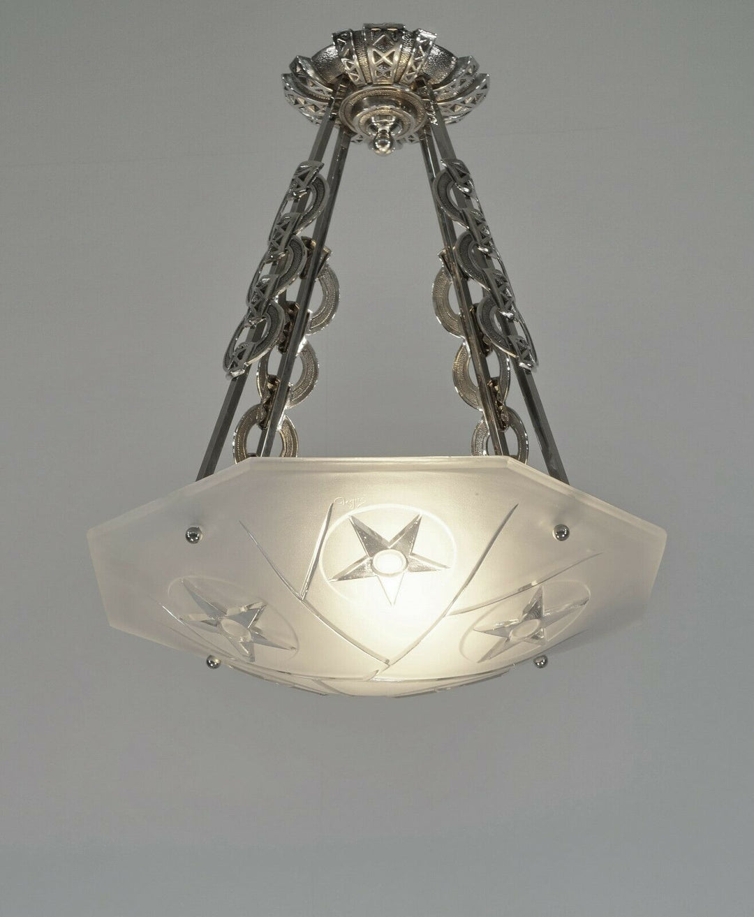 DEGUE : LARGE FRENCH 1930 ART DECO PENDANT CHANDELIER ... lustre lamp muller era