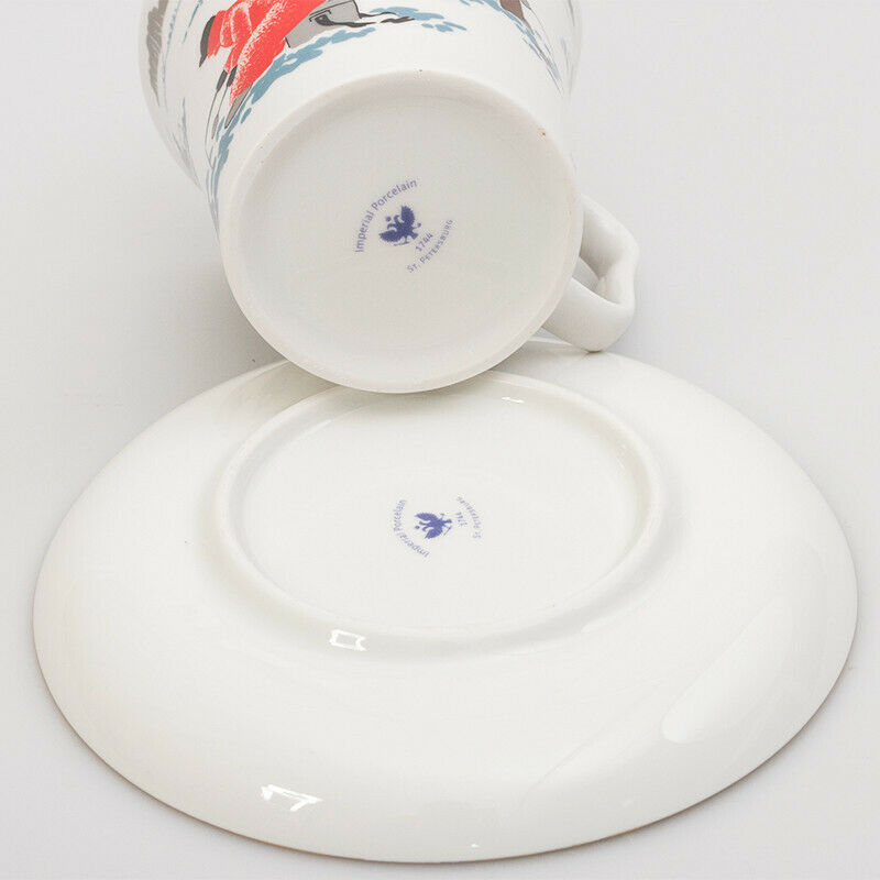 Imperial Porcelain Teacup & Saucer Lomonosov Mug LFZ No Scales! Fisherman Gift