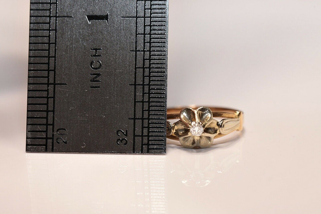 アンティーク 14K ナチュラルダイヤモンドのロシアンリング
