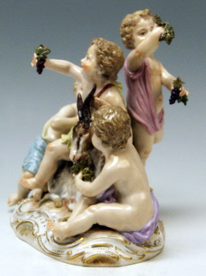 MEISSEN FIGUR GRUPPE DER HERBST PUTTEN MIT GEISSBOCK THE AUTUMN MNR:2499 UM 1860