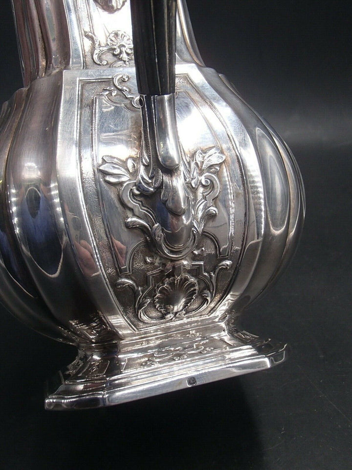 PUIFORCAT RARE CAFETIERE EN ARGENT MASSIF POINCON MINERVE 1 ER TITRE MASCARON