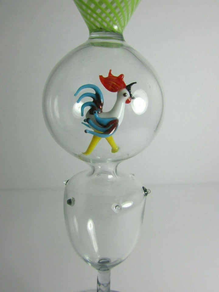 GREEN STRIPE SWIRL ROOSTER BIMINI WERKSTATTE MARTINI GLASS #1
