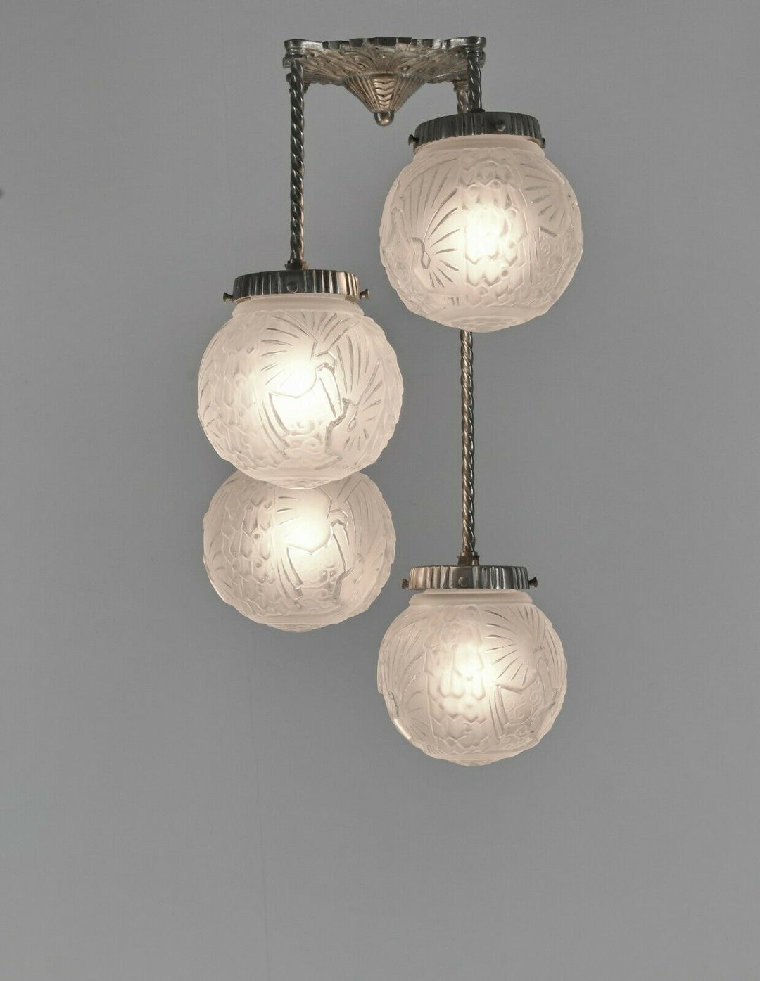 MULLER FRERES: FRENCH 1930 ART DECO CHANDELIER ...... lamp degue era France