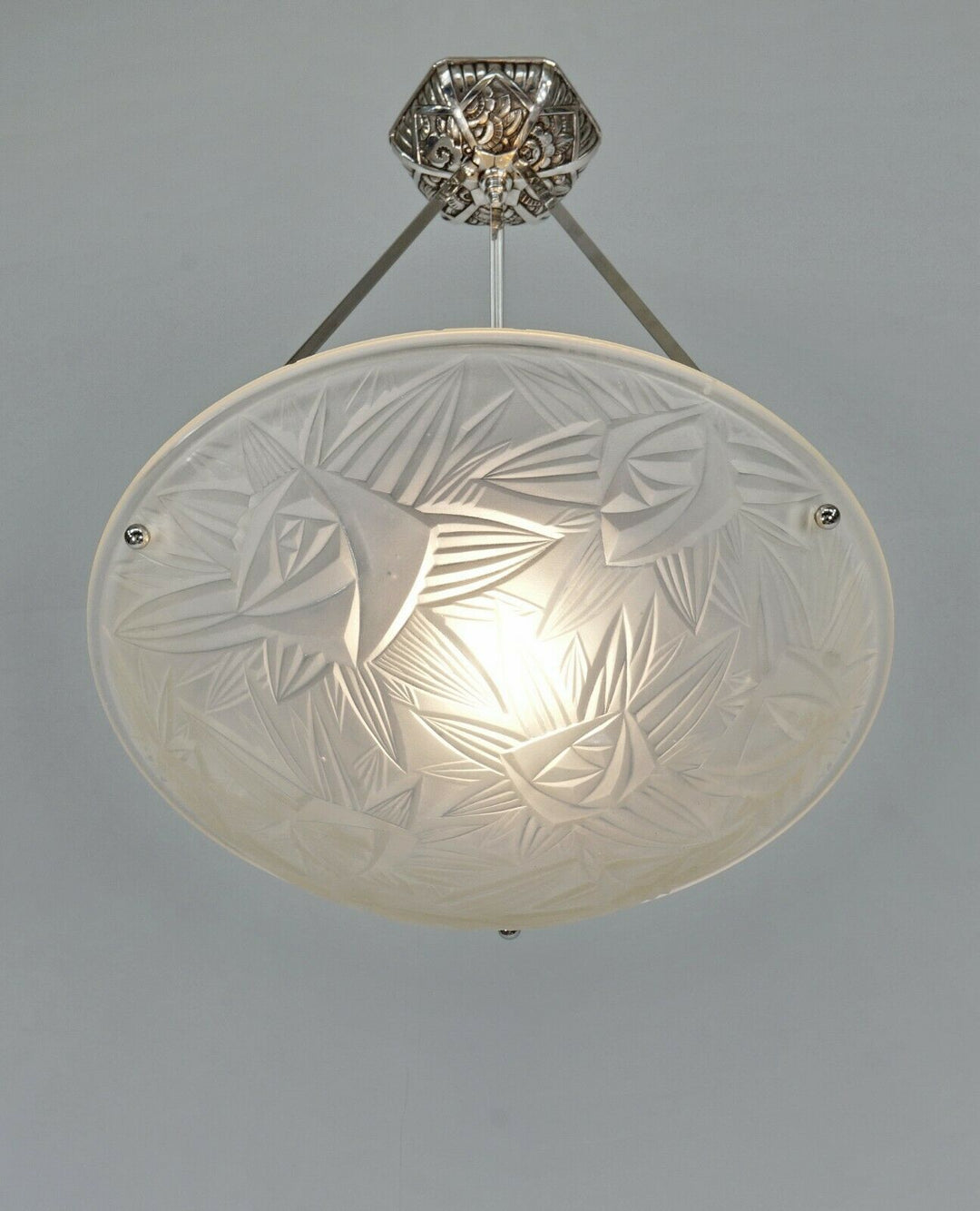 NOVERDY : FRENCH 1930 ART DECO PENDANT CHANDELIER .............. lamp muller era